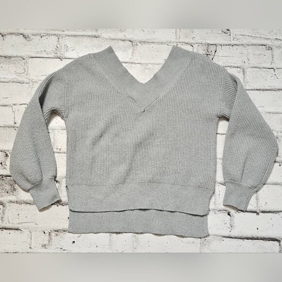 Light Blue Knit Deep V-Neck Sweater By Pink Rose - Picture 5 of 10